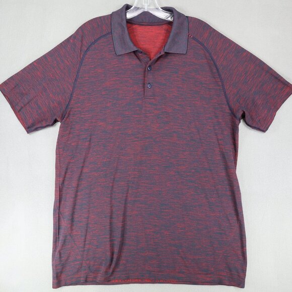 Lululemon Polo Shirt Mens Sz XL Red Metal Vent Performance Golf Active Gym Space - Picture 1 of 6